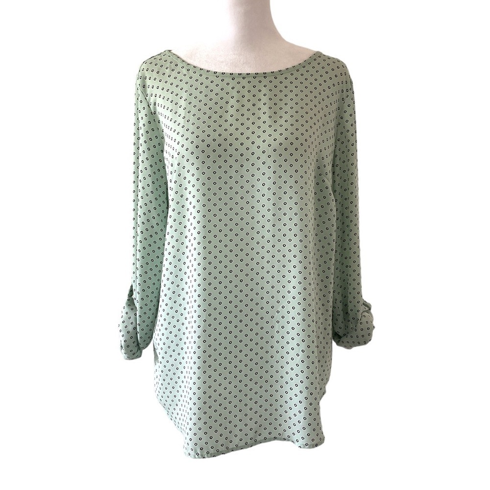 Ann Taylor Factory medium blouse long sleeves green lightweight workwear